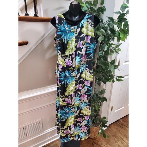 R & K Originals Women's Black Polyester Round Neck Faux-Wrap Long Maxi Dress 14 - Picture 8 of 11